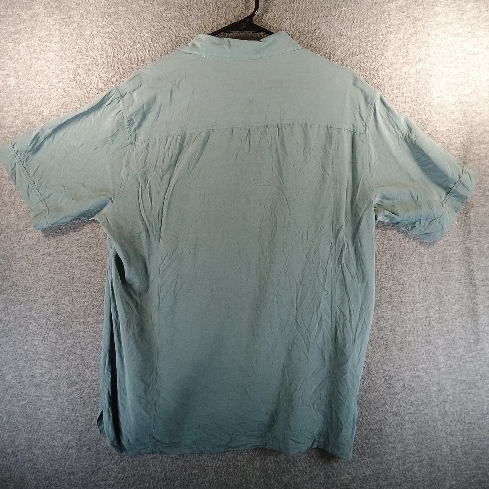 Lot of 2 Axist 100% Silk Button Up Shirts Mens L Short Sleeve Bowling Washable - Picture 6 of 15